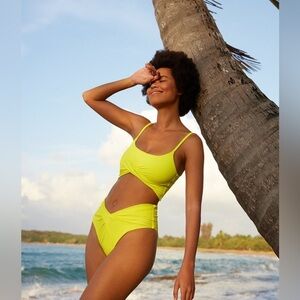 Aerie High Cut Cheeky Swim Bottoms, Vibrant Yellow, new!